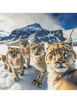 Movas Sanat Lynx Sürüsü | Elmas Mozaik Tablo | Mozaik Puzzle | 60x60 | E20204269