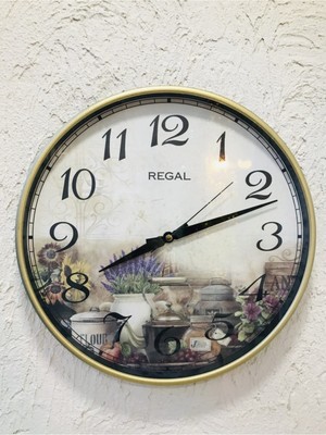 Tekno Trust Kahverengi Ultima Regal 0638 B6 Vintage Desen Mutfak Duvar Saati