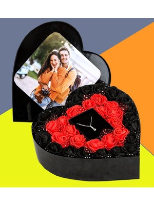 Giftstime Fotoğraflı New Kalp Kutu Çiçek Kolye Sevgiliye Özel