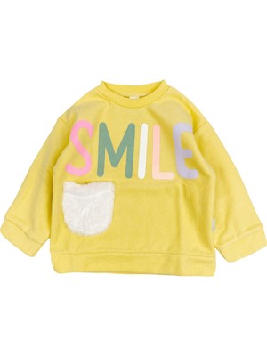 Peluş Cep Detaylı Kız Bebek Sweatshirt