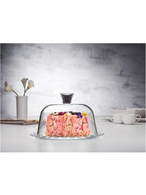 Tekno Trust Cam Patisseria Kek Fanusu FMA99946 Yuvarlak Bpa Free 26 2 Parça Modern Pasta Tabağı Beyaz
