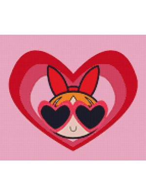 Movas Sanat Kalpli Gözlük Blossom - Powerpuff Girls | Elmas Mozaik Puzzle | 35x30 | E20204037