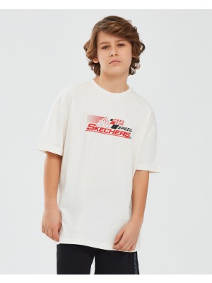 Skechers Graphic Tee B Short Sleeve Büyük Erkek Çocuk Beyaz Tshirt Sk241020-102