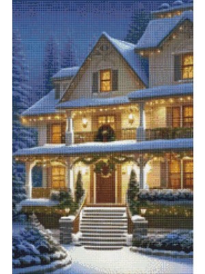 Movas Sanat Süslenmiş Ev | Yılbaşı Mozaik Puzzle, Yeni Yıl, Noel | 40x60  | E20203963