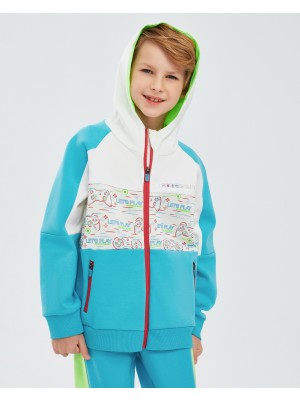 Skechers 2Xi-Lock B Full Zip Hoodie Sweatshirt Büyük Erkek Çocuk Beyaz Sweatshirt Sk241075-102