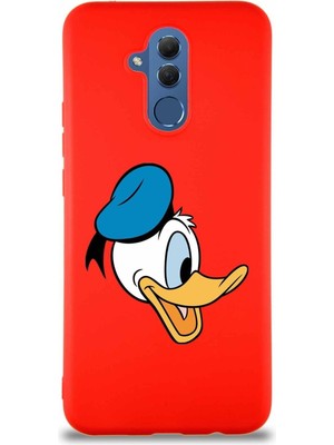 PrintiFy Huawei Mate 20 Lite Soft Premier Kapak Donald Duck-F Tasarımlı Silikon Kılıf - Kırmızı