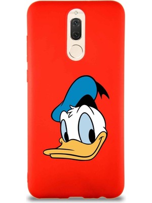 PrintiFy Huawei Mate 10 Lite Soft Premier Kapak Donald Duck-B Tasarımlı Silikon Kılıf - Kırmızı