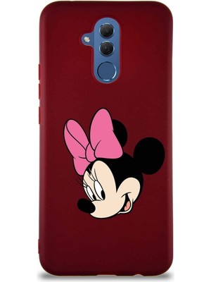 PrintiFy Huawei Mate 20 Lite Soft Premier Kapak Minnie Mouse-B Tasarımlı Silikon Kılıf - Mürdüm