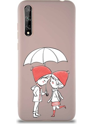 PrintiFy Huawei P Smart S Soft Premier Kapak Aşk Tasarımlı Silikon Kılıf - Pudra