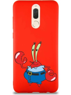 PrintiFy Huawei Mate 10 Lite Soft Premier Kapak Bay Yengeç Tasarımlı Silikon Kılıf - Kırmızı