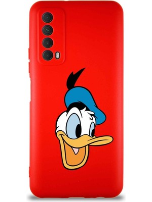 PrintiFy Huawei P Smart 2021 Soft Premier Kapak Donald Duck-A Tasarımlı Silikon Kılıf - Kırmızı