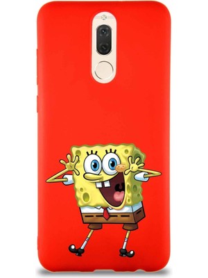 PrintiFy Huawei Mate 10 Lite Soft Premier Kapak Sünger Bob Tasarımlı Silikon Kılıf - Kırmızı