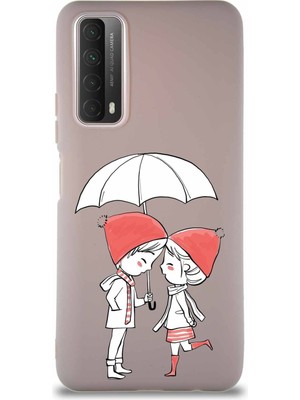 PrintiFy Huawei P Smart 2021 Soft Premier Kapak Aşk Tasarımlı Silikon Kılıf - Pudra