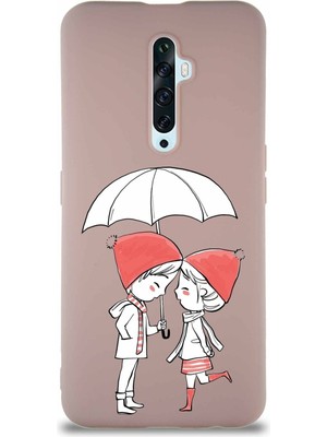 PrintiFy Oppo Reno 2z Soft Premier Kapak Aşk Tasarımlı Silikon Kılıf - Pudra