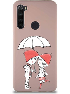 PrintiFy Xiaomi Redmi Note 8 Soft Premier Kapak Aşk Tasarımlı Silikon Kılıf - Pudra