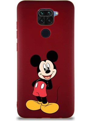 PrintiFy Xiaomi Redmi Note 9 Soft Premier Kapak Mickey Mouse-B Tasarımlı Silikon Kılıf - Mürdüm