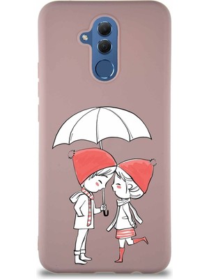PrintiFy Huawei Mate 20 Lite Soft Premier Kapak Aşk Tasarımlı Silikon Kılıf - Pudra