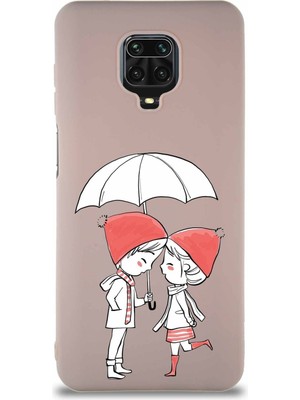 PrintiFy Xiaomi Redmi Note 9 Pro Soft Premier Kapak Aşk Tasarımlı Silikon Kılıf - Pudra