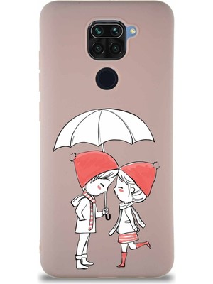 PrintiFy Xiaomi Redmi Note 9 Soft Premier Kapak Aşk Tasarımlı Silikon Kılıf - Pudra