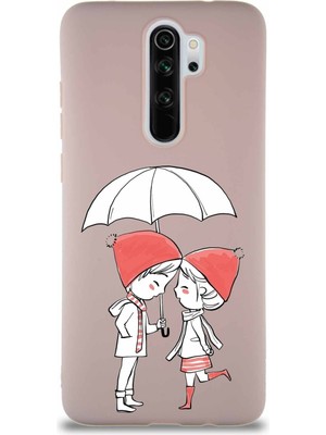 PrintiFy Xiaomi Redmi Note 8 Pro Soft Premier Kapak Aşk Tasarımlı Silikon Kılıf - Pudra