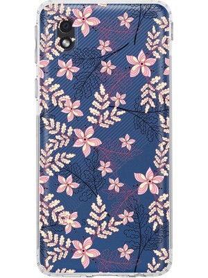 PrintiFy Samsung Galaxy A01 Core Kamera Korumalı Kapak Floral Kırmızı Tasarımlı Şeffaf Kılıf