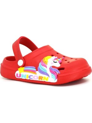Calx Kız Çocuk Unicorn Figürlü Kaydırmaz Rahat Tabanlı Havuz-Plaj-Tatil-Bahçe Cross Terlik Sandalet