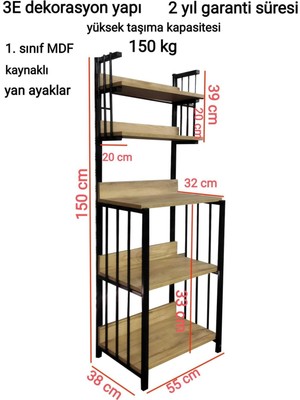 Tekno Trust Kahverengi Mutfak Dolabı Raflı Mikrodalga Mutfak Banyo Çok Amaçlı Düzenleyici Kahve Köşesi Mdf 150C