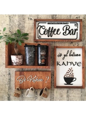 Tekno Trust Beyaz Kahve Köşesi Mutfak Tablo Seti Coffee Bar Bi Kahve Mutfak Raflı Tablo Seti