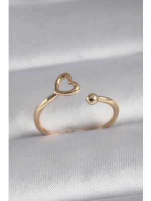 Clariss Pirinç Gold Renk Kalp Model Kadın Yüzük