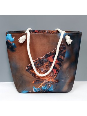 Feryal Kelebek Desenli Plaj Çantası