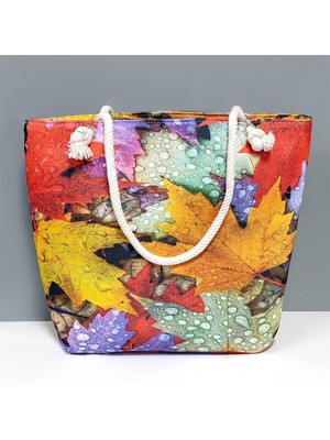 Feryal Yaprak Desenli Plaj Çantası