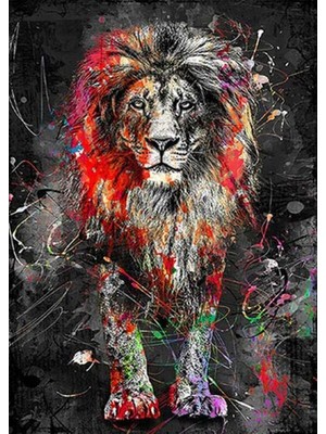 Movas Sanat Rengarenk Aslan | Elmas Mozaik Tablo | Mozaik Puzzle | 36x51 | E2020406