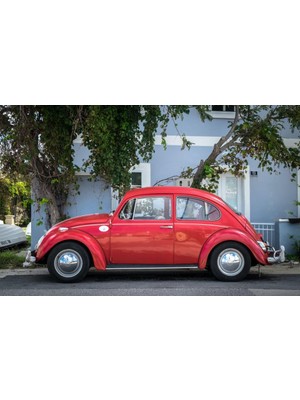 Movas Sanat Kırmızı Volkswagen Beetle 1964 | Elmas Mozaik Tablo | Mozaik Puzzle | 50x31 | E2020531