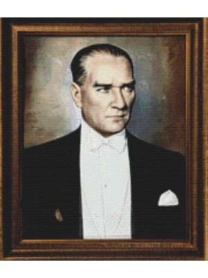 Movas Sanat Hafızalardaki Atatürk Portresi | Elmas Mozaik Tablo | Mozaik Puzzle | 45x53 | E2020982M