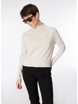 U.S. Polo Assn. Yarım Balıkçı Yaka Regular Fit Bej Kazak Kadın GB01-BSK23