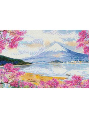 Movas Sanat İlkbaharda Fuji Dağı | Elmas Mozaik Tablo | Mozaik Puzzle | 50x33 | E20201046M