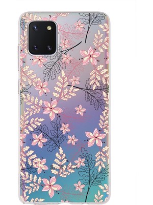 Printify Samsung Galaxy Note 10 Lite Uyumlu Kamera Korumalı Kapak Floral Kırmızı Tasarımlı Şeffaf Silikon Kılıf