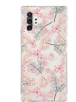 Printify Samsung Galaxy Note 10 Pro Kamera Korumalı Kapak Floral Kırmızı Tasarımlı Şeffaf Kılıf