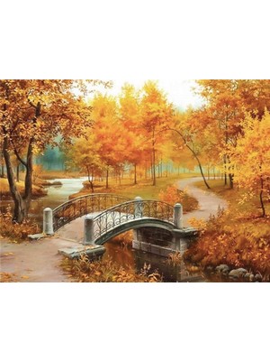 Movas Sanat Sonbaharda Bir Park | Elmas Mozaik Tablo | Mozaik Puzzle | 55x40 | E20201326M