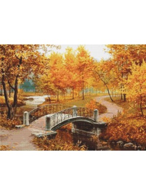 Movas Sanat Sonbaharda Bir Park | Elmas Mozaik Tablo | Mozaik Puzzle | 55x40 | E20201326M