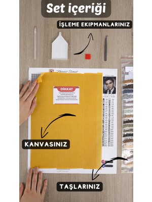 Movas Sanat Kırmızı Karanfiller Ve Kır Evi | Elmas Mozaik Tablo | Mozaik Puzzle | 55x40 | E20201388M