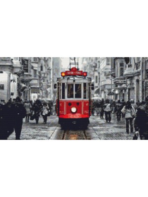 Movas Sanat Taksim Ve Tramvay | Elmas Mozaik Tablo | Mozaik Puzzle | 50x30 | E20201611M