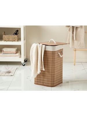 Tekno Trust Bambu Urbann Katlanabilir Çamaşır Sepeti 35X35X60 cm Kahve Kahverengi