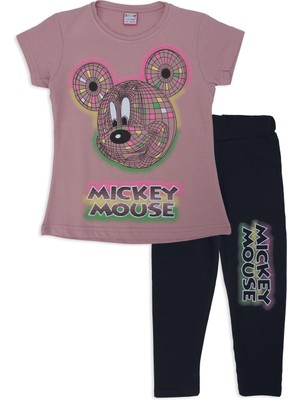 Bebelop Kız Çocuk Kareli Mickey Mouse Baskılı Alt Üst Eşofman Takımı