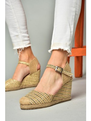 Fox Shoes P241612004 Ten Kumaş Dolgu Topuklu Kadın Ayakkabı