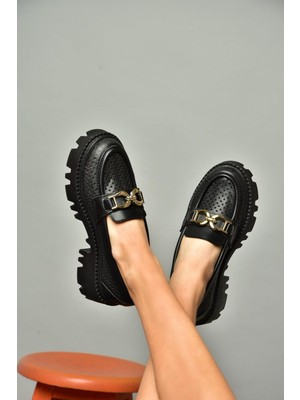 Fox Shoes S250242609 Siyah Kalın Tabalı Kadın Ayakkabı