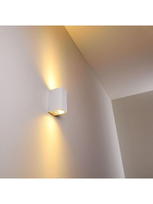 Full Reyon 14 Watt Amber Işık Beyaz Kasa Çift Yönlü Iç ve Dış Mekan Armatür, Siyah Kasa Bahçe Duvar Apliği