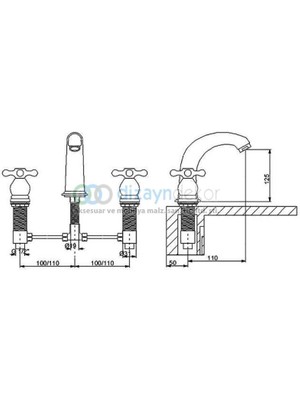 Altın 3 Delikli Lavabo Bataryası 290661