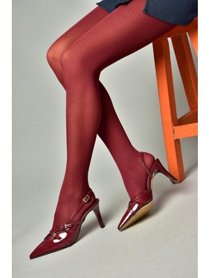 Fox Shoes S654071908 Bordo Rugan Kısa Topuklu Kadın Ayakkabı