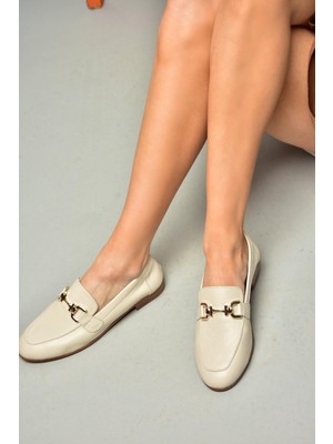 Fox Shoes S944037903 Bej  Deri Kadın Babet